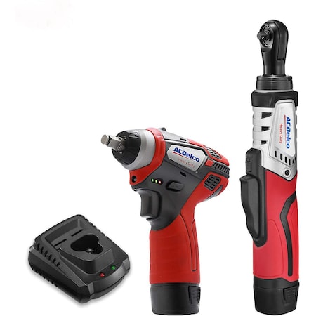 Acdelco G12 K3 Combo 1/4" Ratchet (BLDC) 3/8" Impact Wrench 2-Battery ARW12102-K3